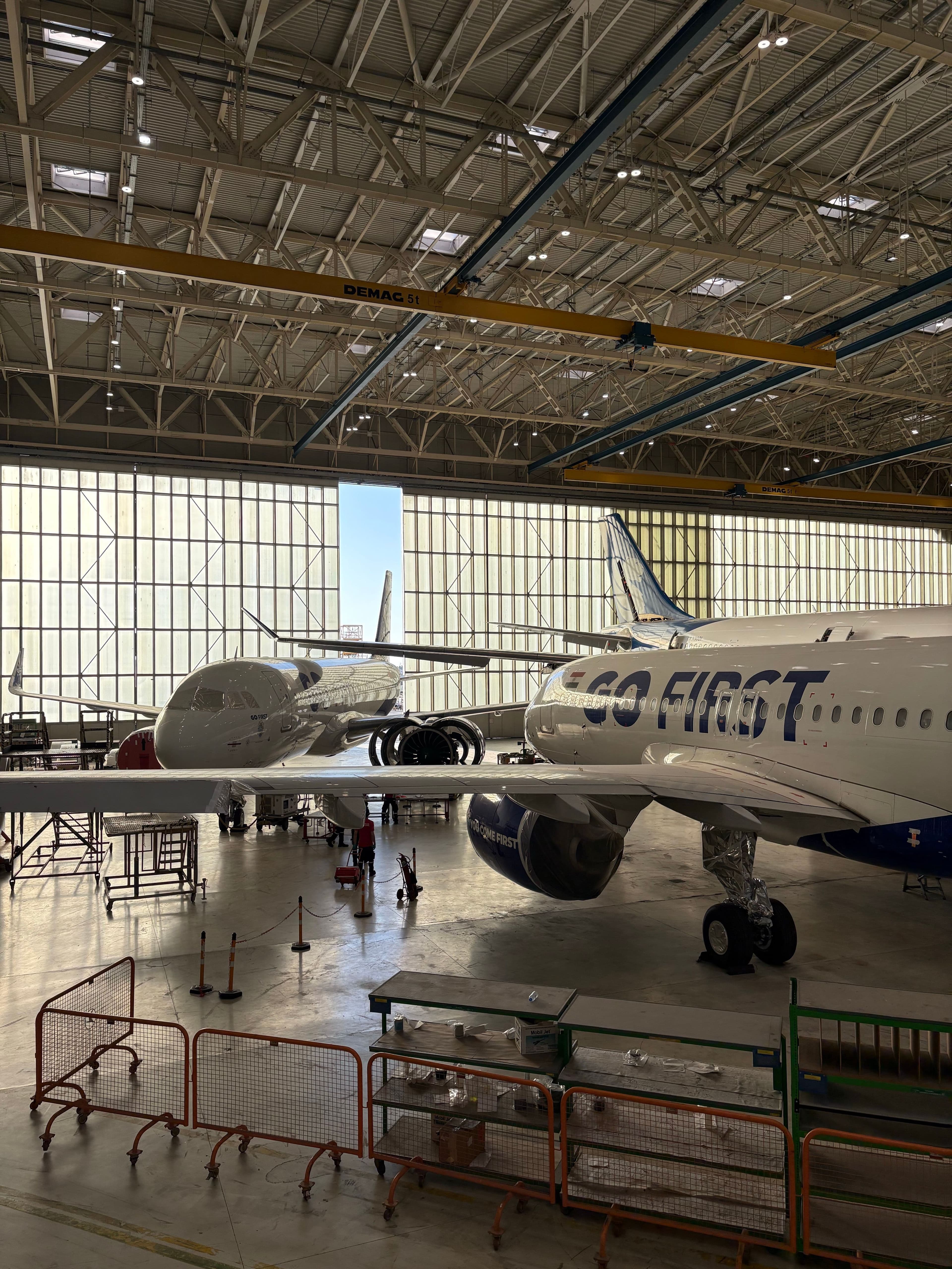Aircraft in a maintenance hangar